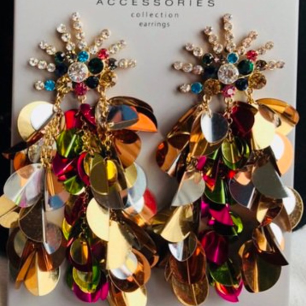 Zara rhinestones colorful earrings